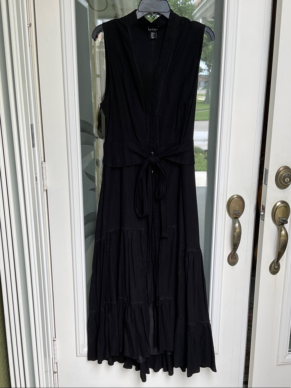 Sleeveless Black Maxi Dress with Waist Tie by Free People